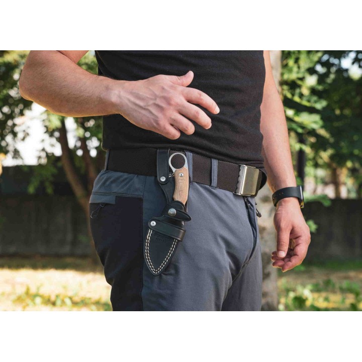 Couteau Karambit LionSteel H2 Lame Acier M390 Manche Black Micarta Etui Cuir Made Italy LSTH2CVN - Livraison Gratuite