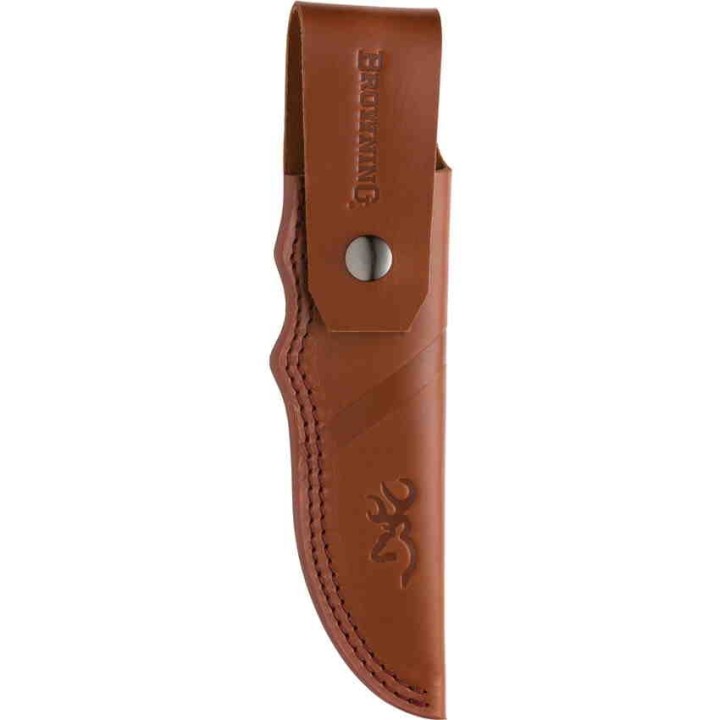 Couteau de Chasse Browning Large Hunter Lame Acier 440C Manche Bois Etui Cuir BR0397B - Livraison Gratuite 