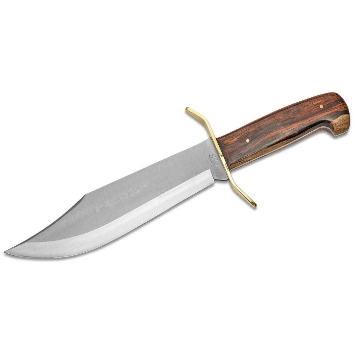 Couteau Bowie Bear & Son Cocobolo Gold Rush Lame Acier 12C27M Manche Bois Etui Cuir Made In USA BCCB00 - Livraison Gratuite