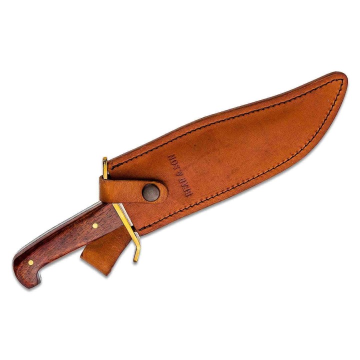 Couteau Bowie Bear & Son Cocobolo Gold Rush Lame Acier 12C27M Manche Bois Etui Cuir Made In USA BCCB00 - Livraison Gratuite
