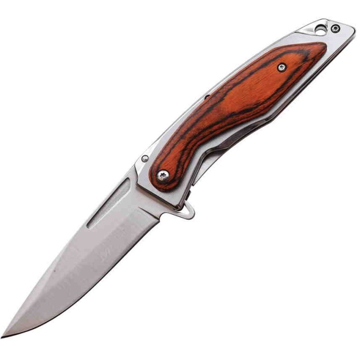 MTA1153BR Couteau MTech A/O Wood Lame Acier 3Cr13 Manche Pakkawood Linerlock Clip - Livraison Gratuite