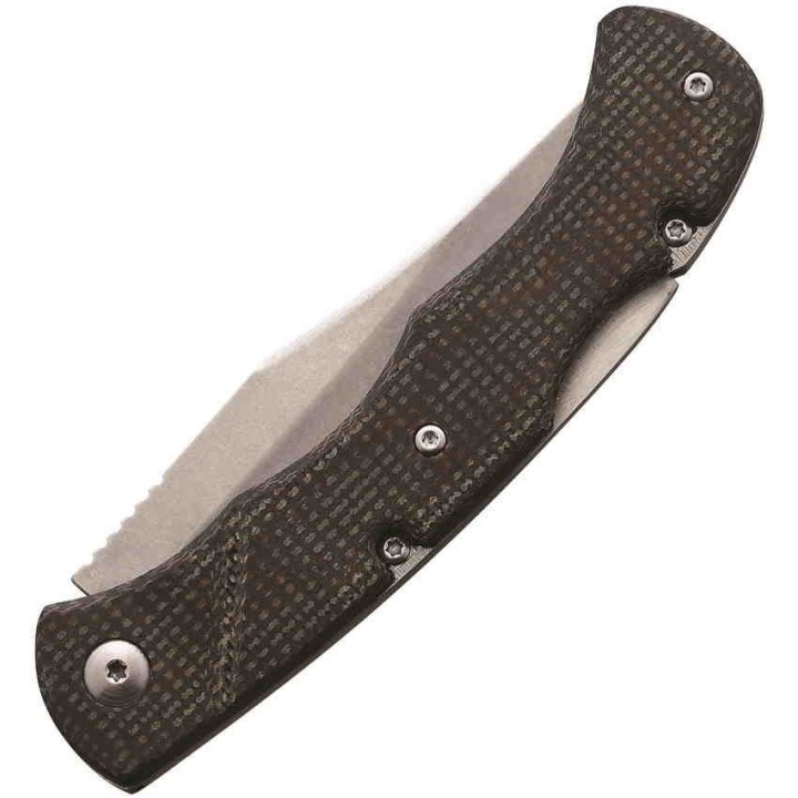 Couteau Marbles Brown Linen Micarta Lame Acier 440 Lockback Etui Nylon MR585 - Livraison Gratuite
