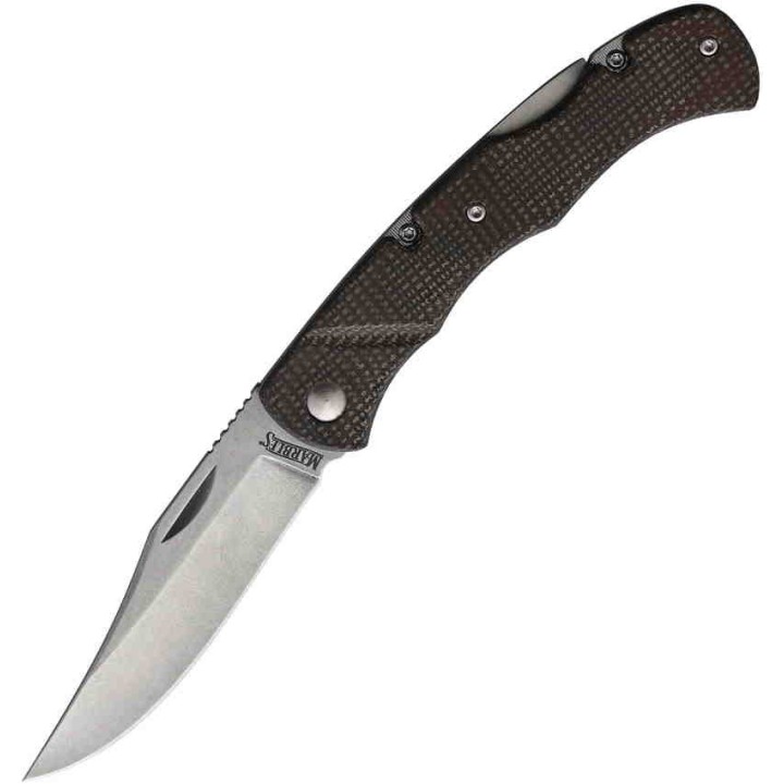 Couteau Marbles Brown Linen Micarta Lame Acier 440 Lockback Etui Nylon MR585 - Livraison Gratuite