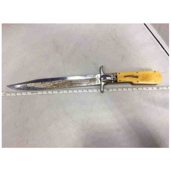 Couteau de Chasse Dague à la d'Estaing MARBLES Acier 440 Manche OS Etui Nylon MR312 - Livraison Gratuite