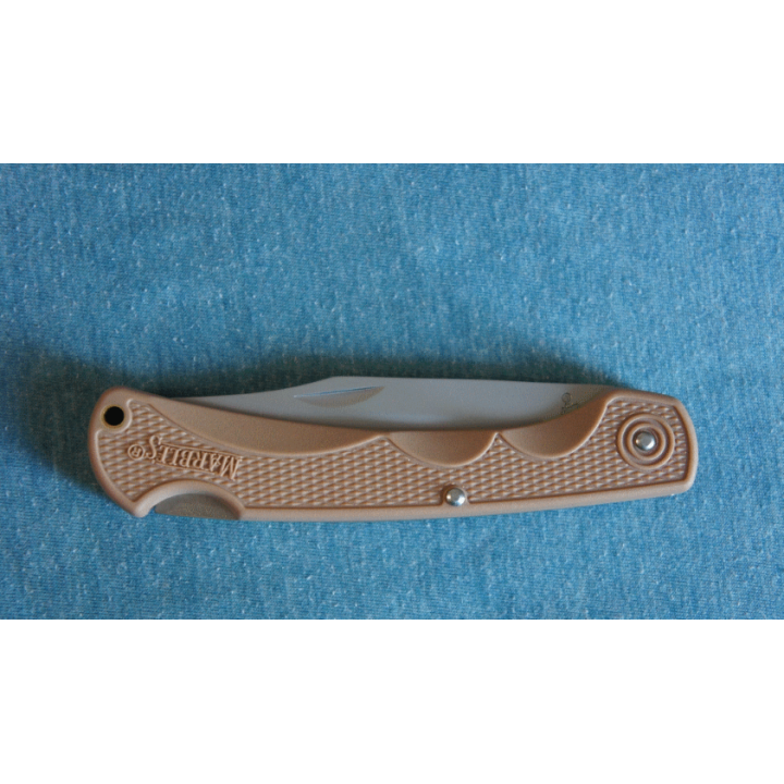 Lot de 2 Couteau Chasse Marbles Desert Tan Manche Abs Lame Acier 440 Etui Nylon MR566 - Livraison Gratuite