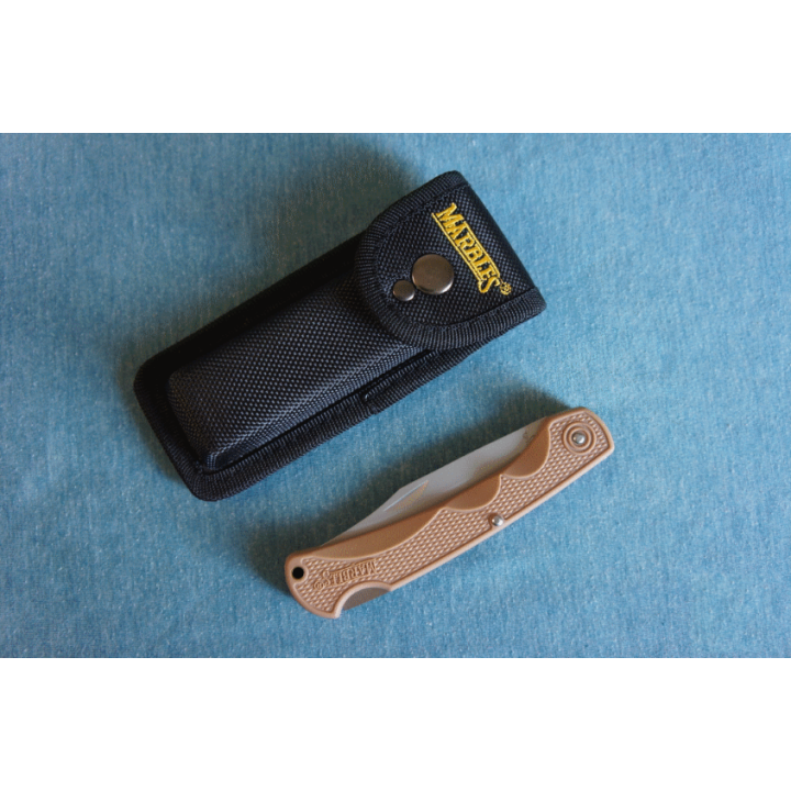 Lot de 2 Couteau Chasse Marbles Desert Tan Manche Abs Lame Acier 440 Etui Nylon MR566 - Livraison Gratuite