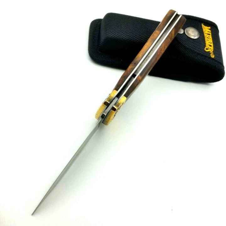Couteau Marbles Large Manche Bois Lame Acier 440 Lockback Etui Nylon MR562 - Livraison Gratuite