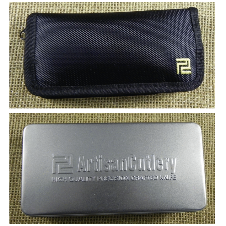 ATZ1820GBU02 Artisan Proponent Framelock Blue/Gold Titane S35VN Blade IKBS Nylon Case - Livraison Gratuite
