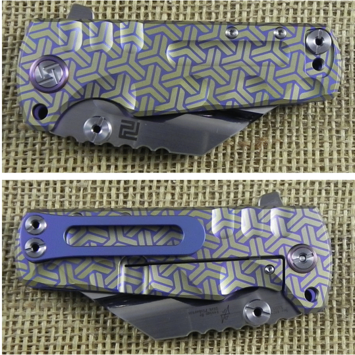 ATZ1820GBU02 Artisan Proponent Framelock Blue/Gold Titane S35VN Blade IKBS Nylon Case - Livraison Gratuite