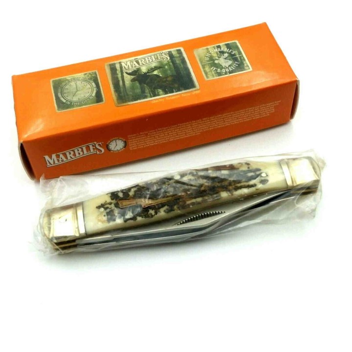 Couteau Marbles Large Stockman Manche Cerfé 3 Lames Acier 440 MR415 - Livraison Gratuite