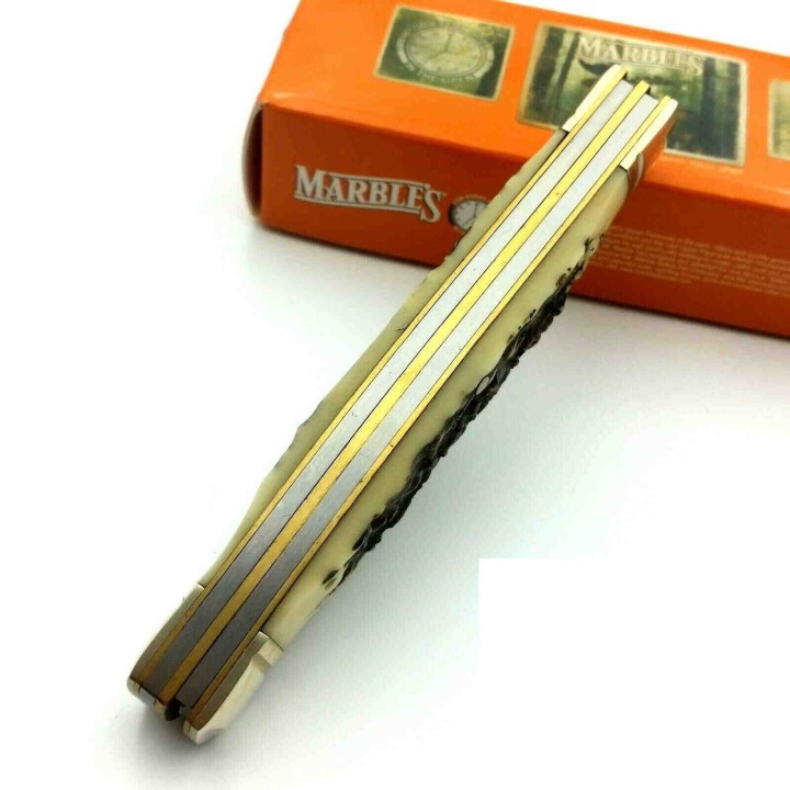 Couteau Marbles Large Stockman Manche Cerfé 3 Lames Acier 440 MR415 - Livraison Gratuite