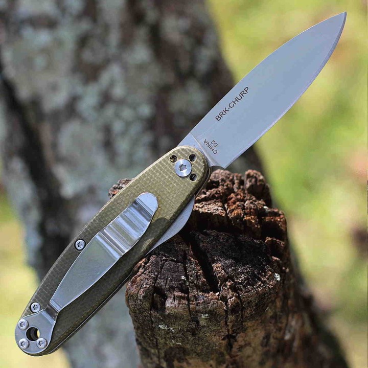 Couteau Esee Churp Green Lame Acier D2 Manche Micarta Linerlock Clip BRKC1 - Livraison Gratuite