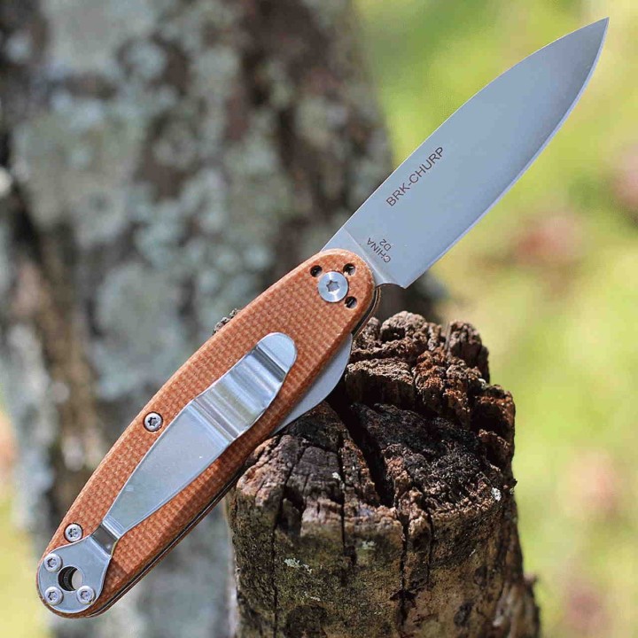 Couteau Esee Churp Brown Lame Acier D2 Manche Micarta Linerlock Clip BRKC2 - Livraison Gratuite