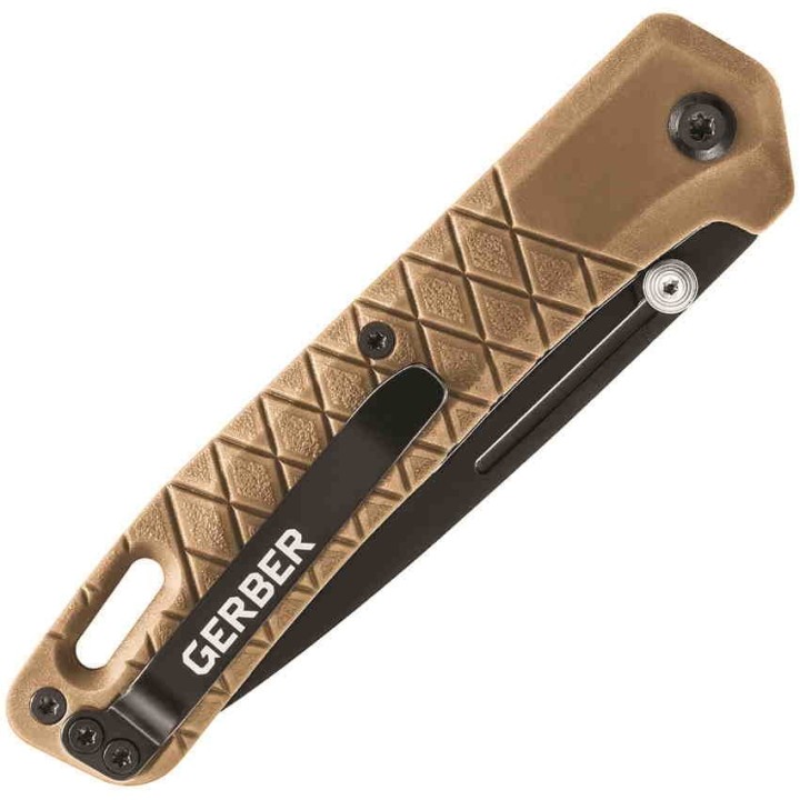 Couteau Gerber Zilch Coyote Lame Acier 7Cr17MoV Manche Brown GRN Linerlock Clip G30001880 - Livraison Gratuite