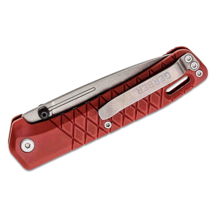 Couteau Gerber Zilch Red Lame Acier 7Cr17MoV Manche GRN Linerlock Clip G1882 - Livraison Gratuite