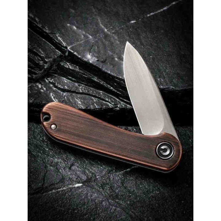 Couteau Civivi Mini Elementum Copper Lame Acier 14C28N Manche Cuivre IKBS Framelock CIVC18062Q2 - Livraison Gratuite