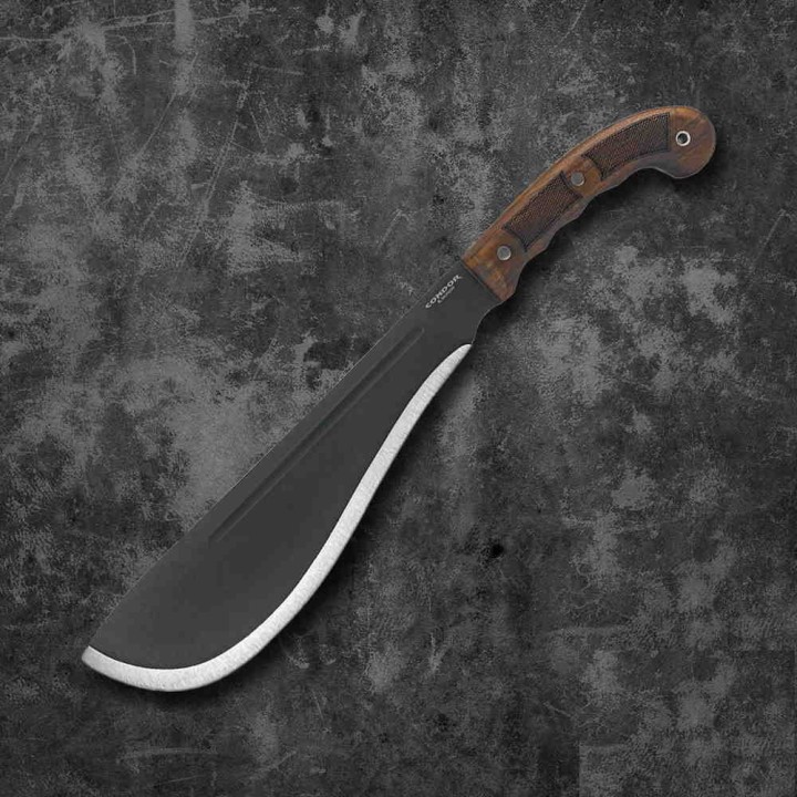 Kukri Condor Departure Bolo Machete Lame Acier Carbone 1075 Manche Bois Etui Cuir Salvador CTK3955122HC - Livraison Gratuite