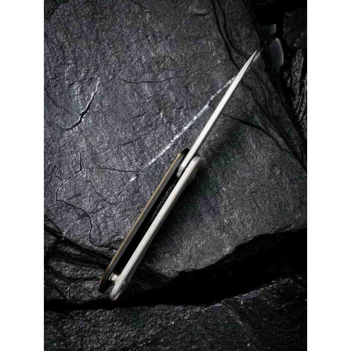 Couteau Civivi Mini Elementum Brass Lame Acier 14C28N Manche Laiton IKBS Framelock CIVC18062Q1 - Livraison Gratuite