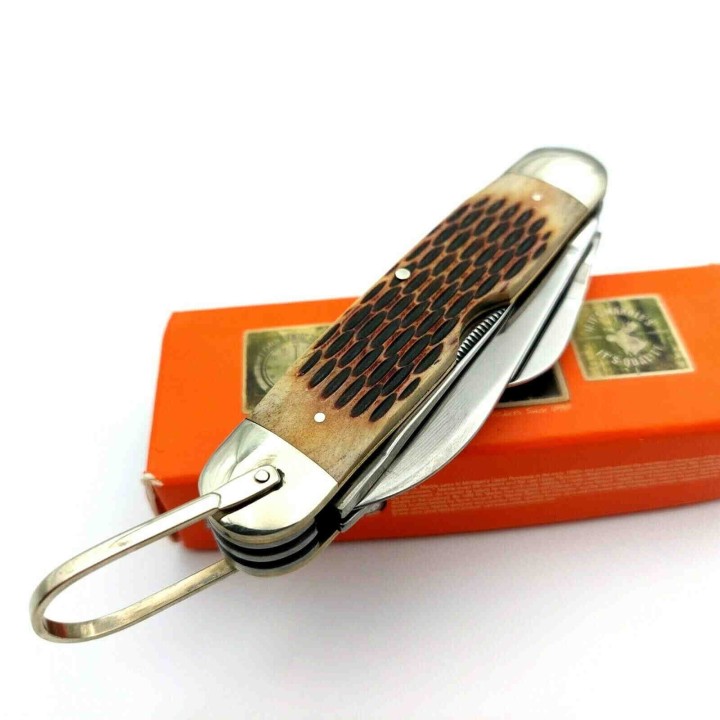 Couteau de Scout King Multi Fonctions Manche Os Lames Acier 440 Marbles MR468 - Livraison Gratuite