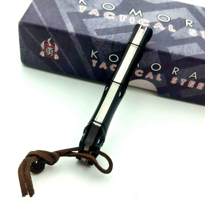Couteau Damas Pliant Manche Synthétic Bomboo Lame Acier Damas 128 Couches Komoran KO034 - Livraison Gratuite
