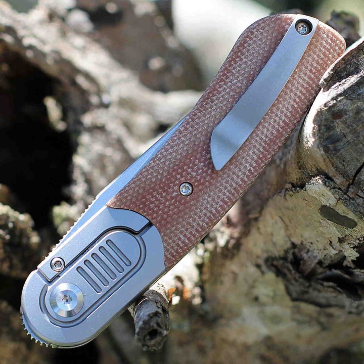 Couteau Kansept Reverie Brown Manche Micarta/Titane Lame S35VN IKBS Framelock Clip K2025A7 - Livraison Gratuite