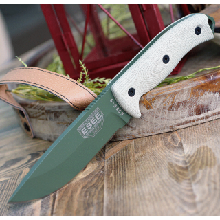 Couteau ESEE Model 5 Green 3D Lame Acier Carbone 1095 Etui Kydex + Clip Made USA ES5POD0017 - Livraison Gratuite