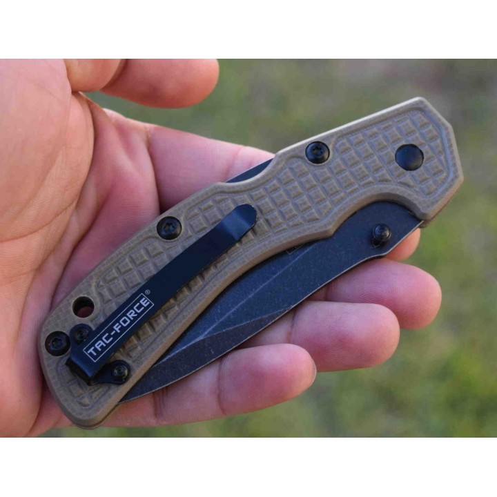 Lot de 3 Couteau Tactical Tac Force Desert Storm Manche Tan G10 Lame Acier InoX TF962TN - Livraison Gratuite