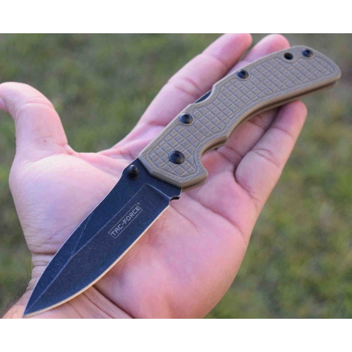 Lot de 3 Couteau Tactical Tac Force Desert Storm Manche Tan G10 Lame Acier InoX TF962TN - Livraison Gratuite