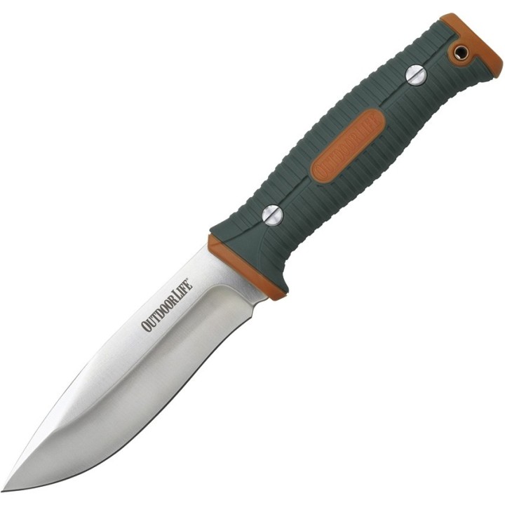 Couteau de Survie Outdoor Life Lame Acier 7Cr17MoV Manche Fibre Nylon Etui FRN OLFIX001OGN - Livraison Gratuite