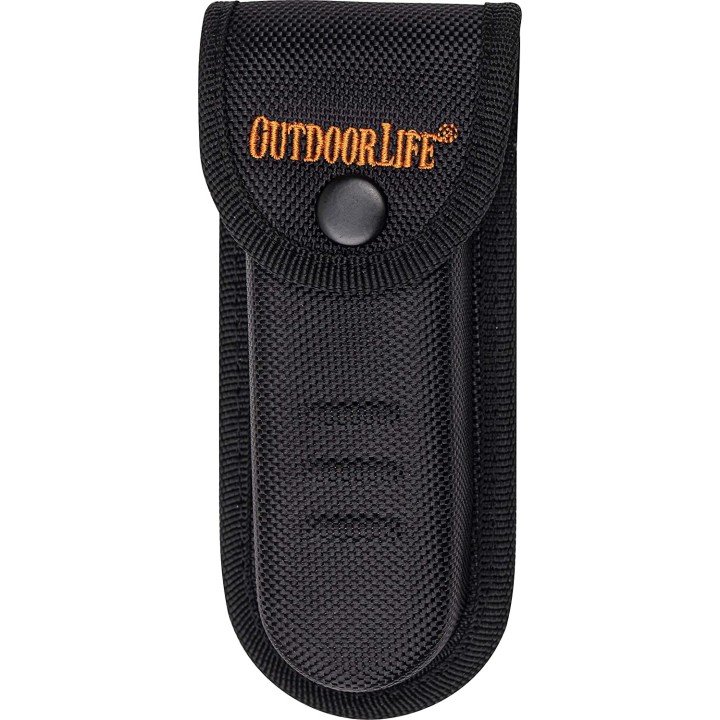 Couteau Outdoor Life Camping Folding Lame Acier 7Cr17MoV Manche FRN Etui Nylon OLFDR001OGN - Livraison Gratuite