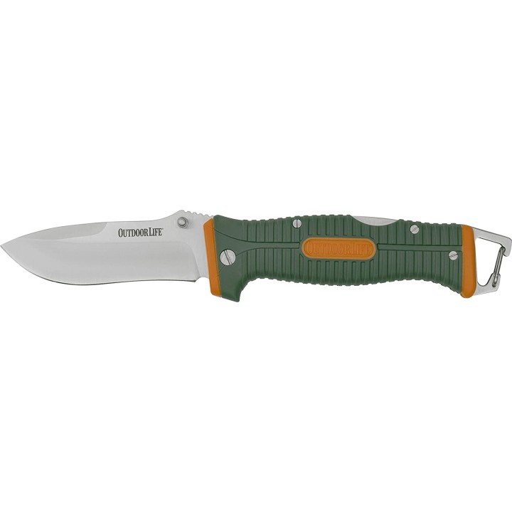 Couteau Outdoor Life Camping Folding Lame Acier 7Cr17MoV Manche FRN Etui Nylon OLFDR001OGN - Livraison Gratuite