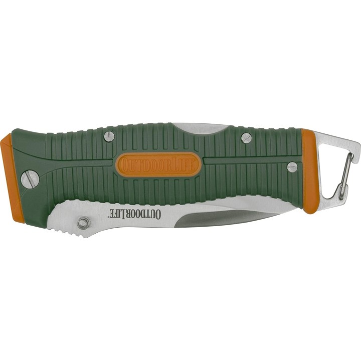 Couteau Outdoor Life Camping Folding Lame Acier 7Cr17MoV Manche FRN Etui Nylon OLFDR001OGN - Livraison Gratuite