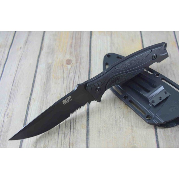 Couteau Smith&Wesson Tactical Military Police Lame 8Cr13MoV Manche FRN Etui Nylon SW1085880 - Livraison Gratuite
