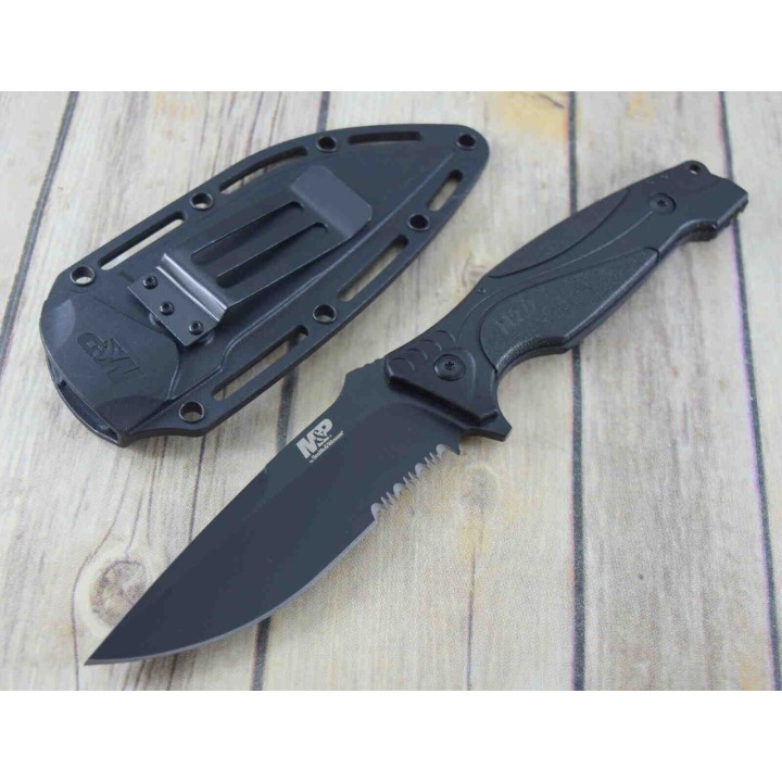 Couteau Smith&Wesson Tactical Military Police Lame 8Cr13MoV Manche FRN Etui Nylon SW1085880 - Livraison Gratuite