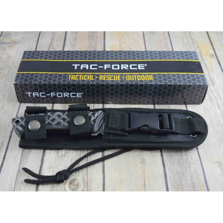 Couteau Bushcraft Tac Force Lame 3Cr13 Manche G10 Etui Nylon TFFIX008TN - Livraison Gratuite