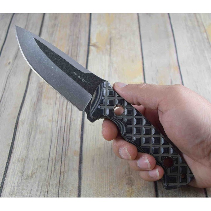 Couteau Bushcraft Tac Force Lame 3Cr13 Manche G10 Etui Nylon TFFIX008TN - Livraison Gratuite