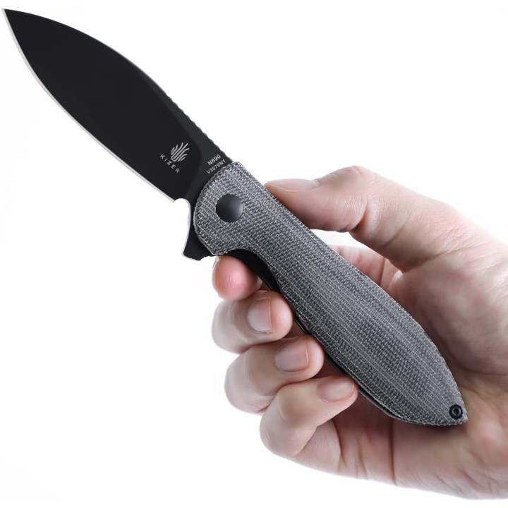 Couteau Kizer Vanguard Infinity Black Lame Acier N690 Manche Micarta IKBS Linerlock CLip KIV3579N1 - Livraison Gratuite