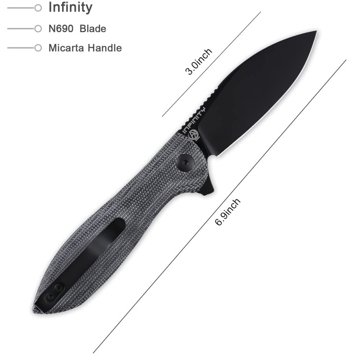 Couteau Kizer Vanguard Infinity Black Lame Acier N690 Manche Micarta IKBS Linerlock CLip KIV3579N1 - Livraison Gratuite