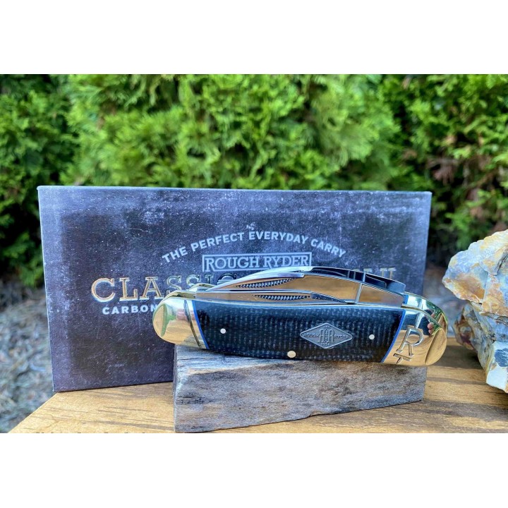 Couteau Rough Ryder Seahorse Whittler Black Micarta 3 Lames Acier Carbone T10 RR2217 - Livraison Gratuite