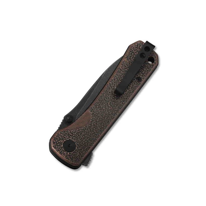 Couteau QSP Hawk Copper Lame Acier 14C28N Manche Cuivre IKBS Linerlock Clip QS131N - Livraison Gratuite
