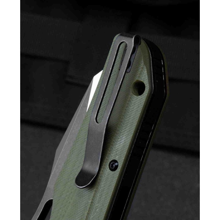 Couteau Bestech Operator Green Lame D2 Black/Satin Manche G10 Linerlock Clip BTKG36C - Livraison Gratuite