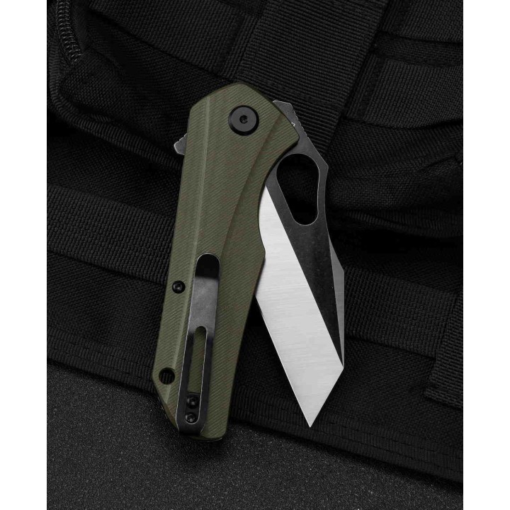 Couteau Bestech Operator Green Lame D2 Black/Satin Manche G10 Linerlock Clip BTKG36C - Livraison Gratuite