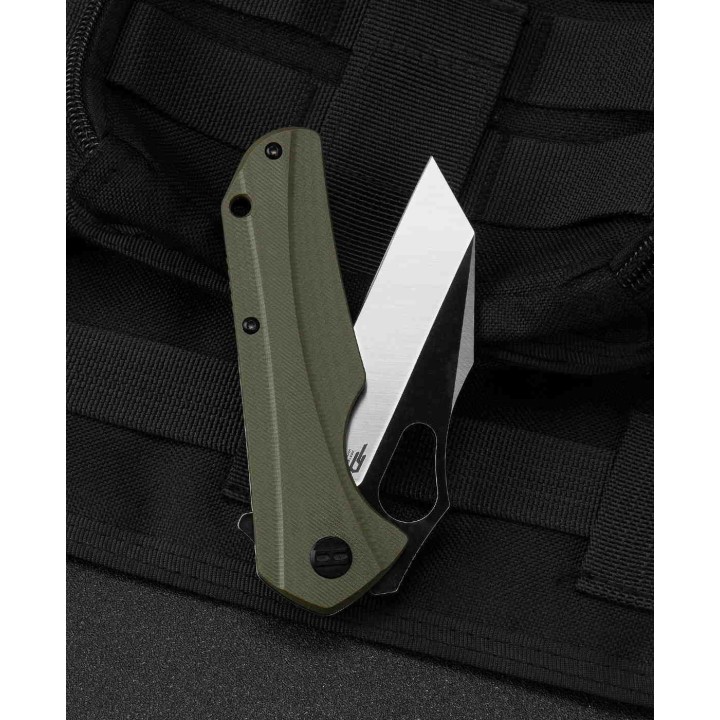 Couteau Bestech Operator Green Lame D2 Black/Satin Manche G10 Linerlock Clip BTKG36C - Livraison Gratuite