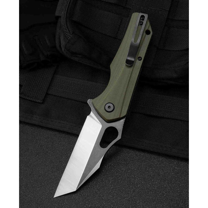 Couteau Bestech Operator Green Lame D2 Black/Satin Manche G10 Linerlock Clip BTKG36C - Livraison Gratuite