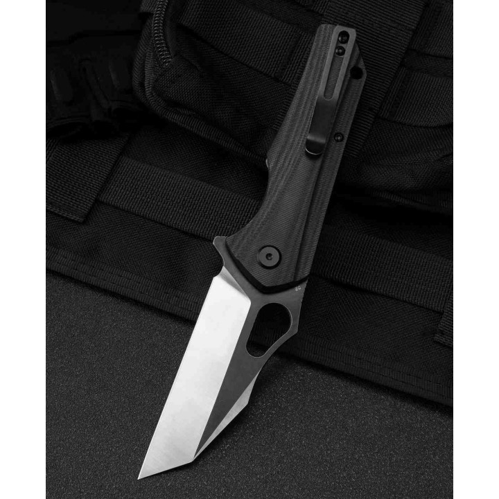 Couteau Bestech Operator Black Lame D2 Black/Satin Manche G10 Linerlock Clip BTKG36A - Livraison Gratuite