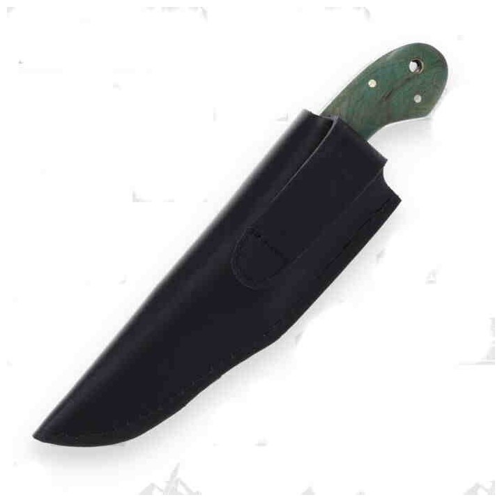 Couteau Bushcraft Komoran Green Lame Acier 7Cr17MoV Manche Micarta Etui Cuir KO026 - Livraison Gratuite