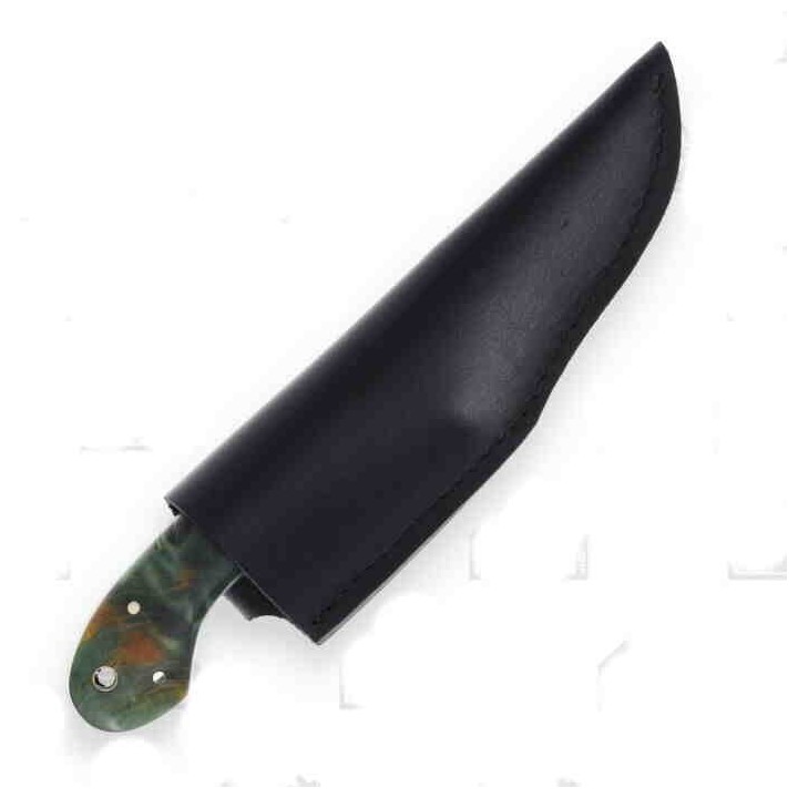 Couteau Bushcraft Komoran Bois de Loupe Lame Acier 7Cr17MoV Etui Cuir KO025 - Livraison Gratuite