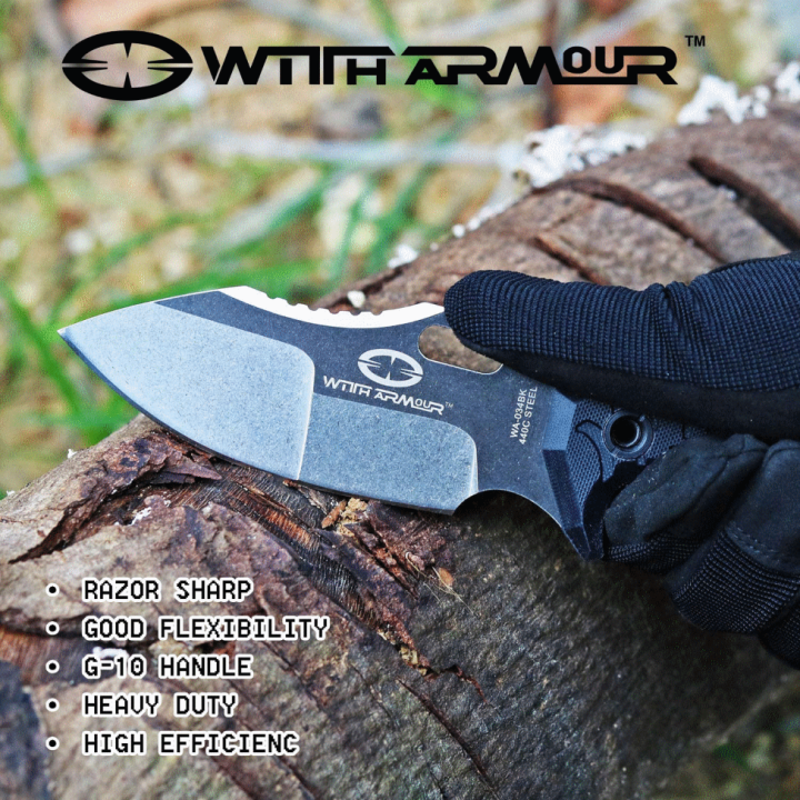 Couteau WithArmour Mammoth Lame Acier 440C Manche G10 Etui Kydex WAR034BK - Livraison Gratuite