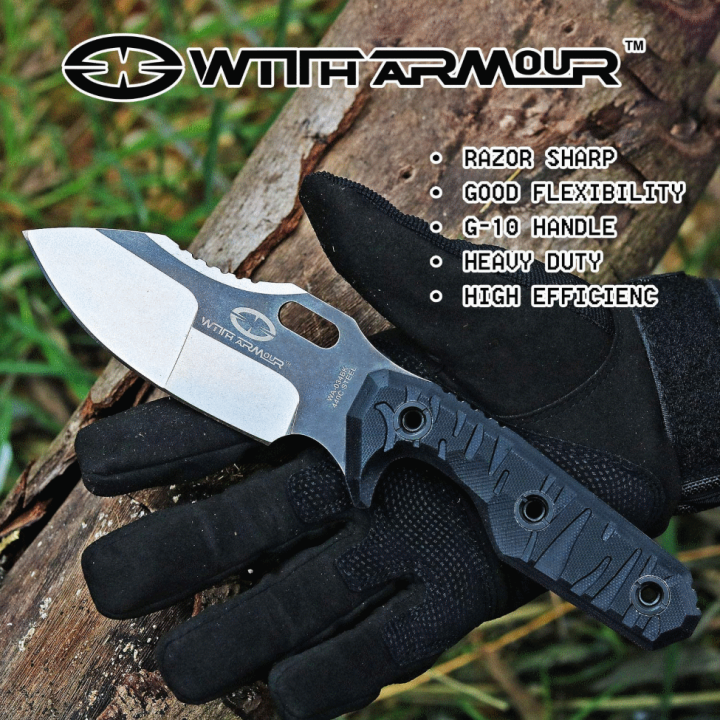 Couteau WithArmour Mammoth Lame Acier 440C Manche G10 Etui Kydex WAR034BK - Livraison Gratuite