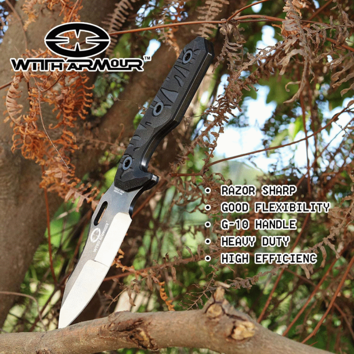 Couteau WithArmour Mammoth Lame Acier 440C Manche G10 Etui Kydex WAR034BK - Livraison Gratuite